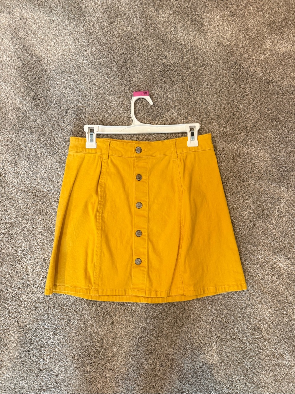 Celebrity Pink Mustard Button-Front Mini Skirt